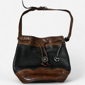 Elegant Black and Brown Leather Bag